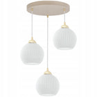 Lampa wisząca sufitowa żyrandol kaszmirowy glamour kule do kuchni salonu oprawa 3-punktowa metalowa beżowa E27 klosze