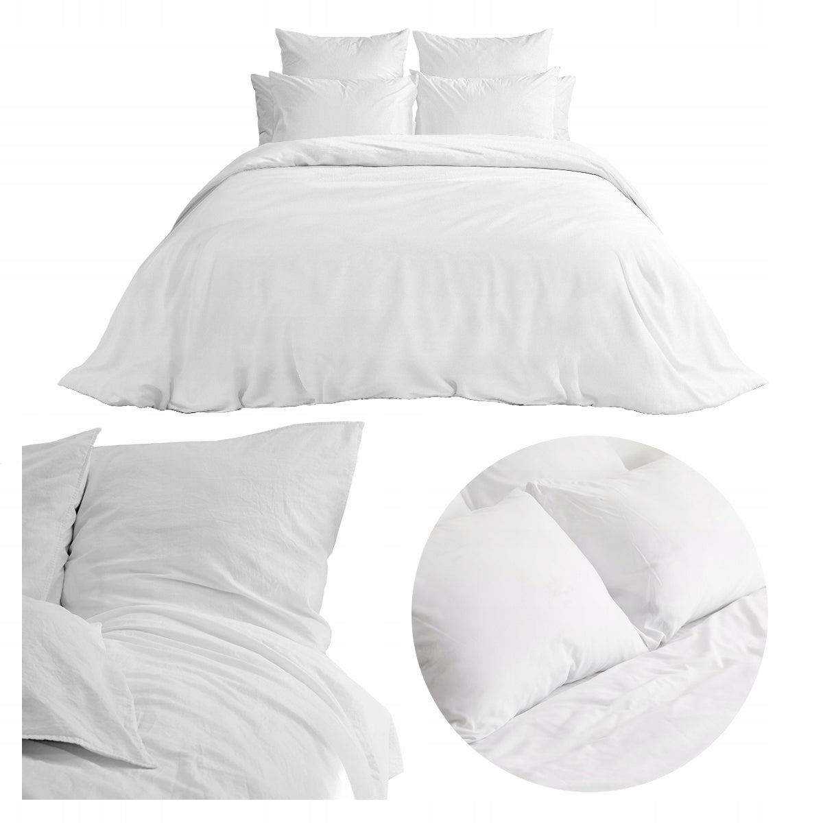 Pościel hotelowa 140x200 biała bawełna 140gr+ poszewka 70x80 95st pranie komplet bielizny sypialnianej, 2 elementy