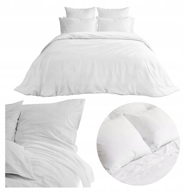 Pościel hotelowa 140x200 biała bawełna 140gr+ poszewka 70x80 95st pranie komplet bielizny sypialnianej, 2 elementy, zapięcie kopertowe