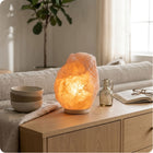 Lampa solna biała KŁODAWSKA z soli kłodawskiej4-6 KG podstawka bukowa oświetlenie dekoracyjne stojące, zasilanie