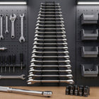 Wieszak na klucze płaskie i oczkowe metalowy czarny 45 CM na 25 kluczy PL organizer narzędziowy ścienny, uchwyt