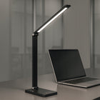 LAMPKA NA BIURKO BIURKOWA NOCNA LED z ładowarką indukcyjną DOTYKOWA wyp2 ściemniana, akumulatorowa, czarna, 37 cm, do