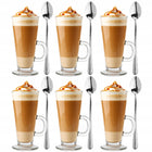 SZKLANKI DO LATTE herbaty Wysokie ZESTAW SZKLANEK do kawy 6szt + ŁYŻECZKI szkło 250 ml, bezbarwne, do mycia w zmywarce
