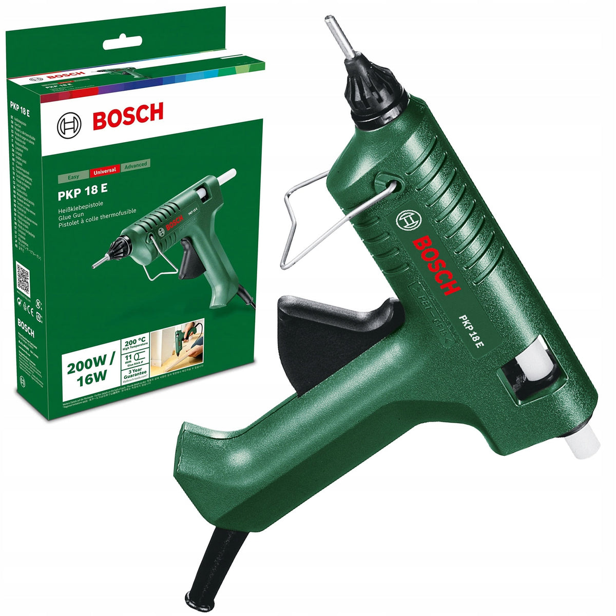 Pistolet Do Kleju Na Gorąco Bosch PKP 18 E + Klej klejarka elektryczna, wkłady 11 mm, 200°C, do rękodzieła i napraw