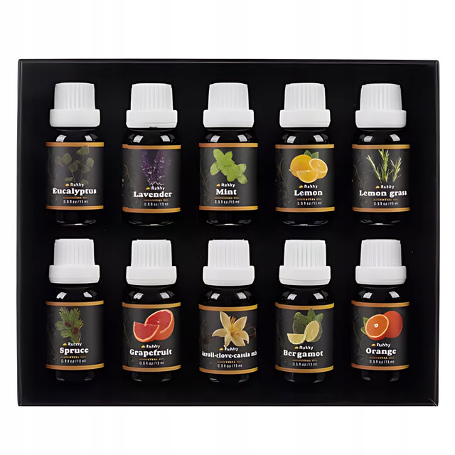 Zestaw Olejków Eterycznych Zapachowe do Dyfuzora Nawilżacza 10 szt., 15 ml kominek, mieszanka aromatów