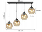 LAMPA SUFITOWA WISZĄCA ŻYRANDOL SZKLANE KULE LISTWA CZARNA NAD STÓŁ WYSPĘ oświetlenie do jadalni kuchni 4-punktowe