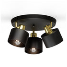 Lampa Sufitowa LED 3X E27 Żyrandol Plafon Natynkowy Oprawa Czarna Ruchoma oświetlenie wnętrz, metalowa, do salonu i
