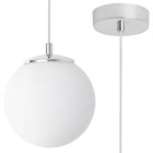 Lampa wisząca sufitowa żyrandol srebrny chrom biała kula do łazienki kuchni oprawa oświetleniowa metalowa E14 40W