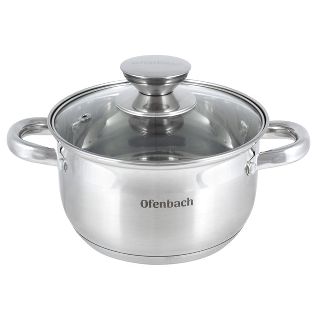Garnek ze stali nierdzewnej z pokrywką 1.5l indukcja gaz ofenbach rondel kuchenny 16 cm powłoka antyadhezyjna do gotowania