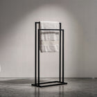 Stojak na ręczniki łazienkowy czarny metalowy loft 2 poziomy framado Polska wieszak wolnostojący na tekstylia, 45x84 cm