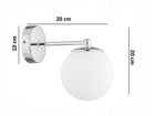 Lampa Ścienna Kinkiet Chrom Biała Kula Milo LED E27 oprawa do wnętrz, metalowa, srebrna, 1 źródło światła, maks. 60 W