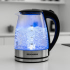 Czajnik Elektryczny Szklany 1,8l bergmann Bezprzewodowy 2200W LED 1.8 l 2200 w srebrny/szary szkło, tworzywo sztuczne