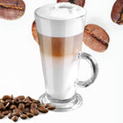 SZKLANKI DO LATTE KOMPLET 280ml DO KAWY ZESTAW 6szt SZKLANKA UCHEM PREZENT przezroczyste naczynia, można myć w zmywarce
