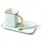 Prezent kubek torebka zestaw prezentowy elegancki upominek dla niej ceramiczny 300 ml do kawy i herbaty, czarny