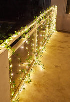 25m Sztuczny bluszcz LED Roślina Ścianę Balkon x12 girlanda dekoracyjna, pnącze do wnętrz i tarasu, zielona ozdoba