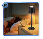 LAMPA LAMPKA LED NOCNA STOŁOWA BIURKOWA USB AKUMULATOR BEZPRZEWODOWA CZARNA oświetlenie metalowe do sypialni i salonu