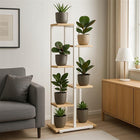 Kwietnik Stojący Metalowy Drewno Loft Stojak Na Kwiaty Rośliny Półki 113cm regał na doniczki, miejsce na 6 donic