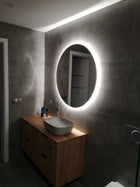 Lustro LED 80 cm COB 480 LED/1 m okrągłe ledowe wodoodporny zasilacz IP67 ścienne do łazienki bez ramy z podświetleniem