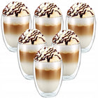 6x SZKLANKI TERMICZNE DO KAWY LATTE DRINKÓW 350ml ATESTOWANE z podwójną ścianką, do herbaty, przezroczyste szkło
