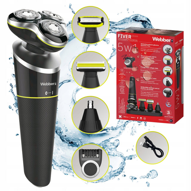 Golarka Męska Webber fiver SXG500 Trymer 5w1 Brody Nosa Wet&Dry USB głowicowa