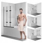 Parawan nawannowy składany 3 skrzydłowy czarny 120cm transparentny sevante ścianka do wanny szklana 140 cm osłona przed