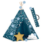 Tipi namiot wigwam dla dzieci teepee Poduszki Lampki Pokrowiec Nukido iglo do zabawy, niebieska kryjówka 120x190 cm, od