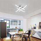 Lampa sufitowa LED żyrandol biały+chrom nowoczesna do salonu z pilotem 28W oprawa wisząca aluminiowa 4-punktowa