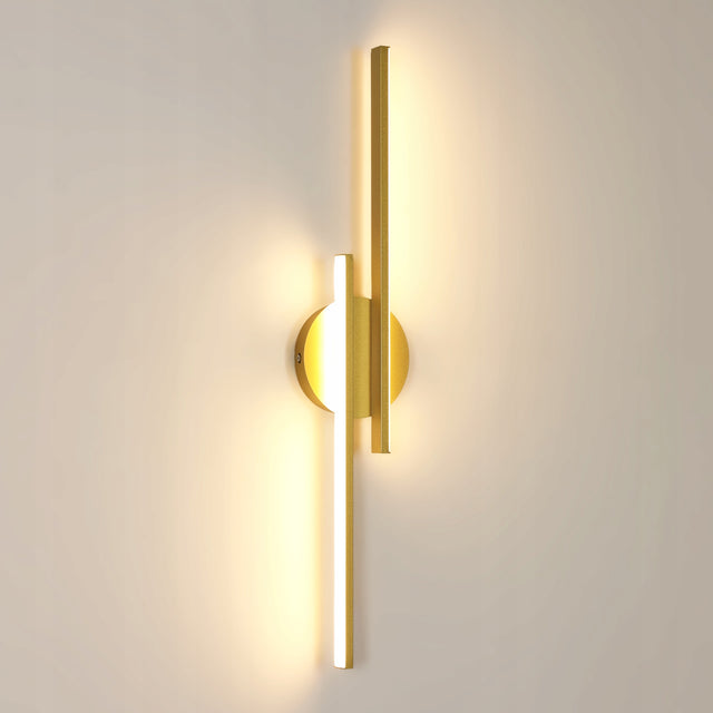 Kinkiet LED lampa ścienna złota nowoczesna do salonu korytarza 3000K 24W 60cm oprawa aluminiowa, 2 punkty świetlne, ciepła barwa