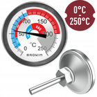 Duży termometr do wędzarni grilla z gwintem 0°C do +250°C sondowy, kontrola ciepła mięsa, pieczenie i przygotowywanie