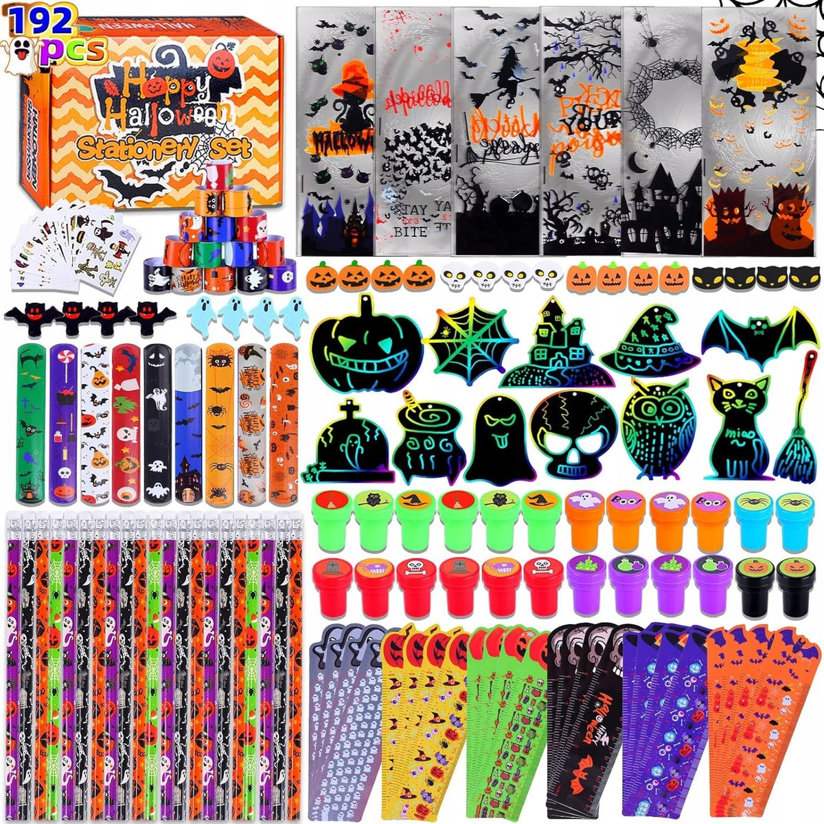 Zestaw Akcesoriów Dekoracji Imprezowych Halloween Torebki DIY 192 Elementy na przyjęcie, bal przebierańców, pakowanie