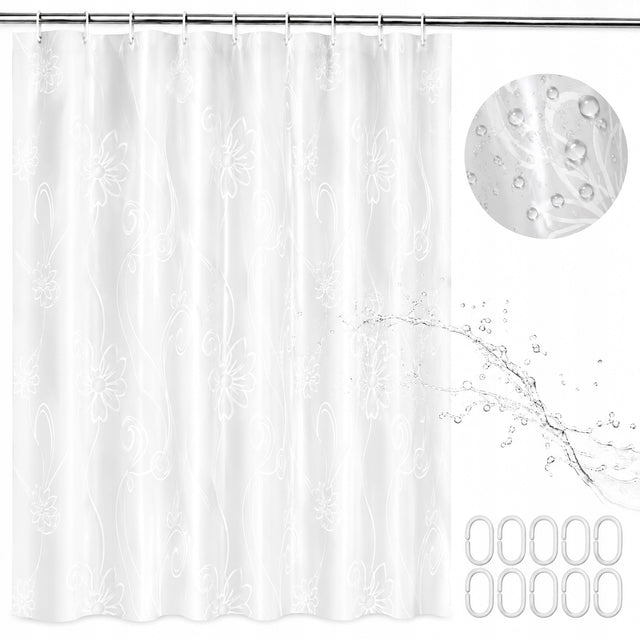 Zasłona Prysznicowa peva 180x200 Gruba Wodoodporna Antypleśniowa 10Haczyków 180x200cm 200 cm