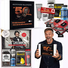 Prezent na 50 urodziny BOX PREZENTOWY niezbędnik ZESTAW dla mężczyzny gadżety imprezowe, dekoracje, dyplom, gra