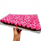 Róże mydlane flower box 50 sztuk główki z szypułką do bukietów dekoracji kwiaty z mydła, różyczki, ozdoba florystyczna