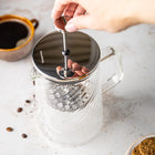 Srebrny Zaparzacz do kawy herbaty szklany 1 Lit French Press klausberg 7764 tłokowy dzbanek 1000 ml, 8 filiżanek, można