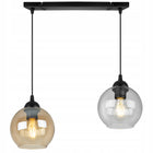 Lampa sufitowa wisząca żyrandol szklane kule czarna listwa nad stół wyspę do jadalni kuchni 2x E27 klosze 10 cm do 60 w