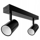 Oprawa Halogenowa 2X GU10 Lampa Sufitowa Natynkowa Ruchoma SPOT Kinkiet czarna prostokątna listwa z reflektorami do