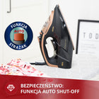 Żelazko parowe ceramiczne mocne ze stopą ceramiczną 3000W czarne do prasowania ubrań, uderzenie pary 190 g/min
