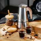 Kawiarka zaparzacz do kawy espresso Działa na Indukcja Gaz Stalowa 450ml moka, kafetiera, 9 filiżanek, mycie w