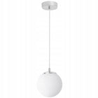 Lampa wisząca sufitowa żyrandol srebrny chrom biała kula do łazienki kuchni oprawa oświetleniowa metalowa E14 40W