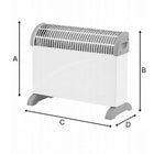 GRZEJNIK ELEKTRYCZNY KONWEKTOROWY TERMOSTAT 3 TRYBY 750W 1250W 2000W NAWIEW 520 mm 390 mm grzewcza biały