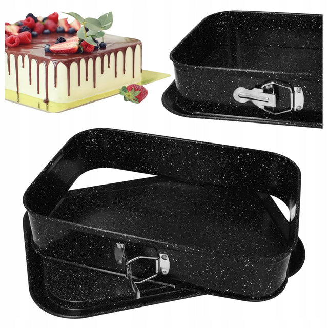 Tortownica prostokątna forma do pieczenia ciast blacha 35x24x7 cm non-stick metalowe naczynie do wypieków, można myć w zmywarce