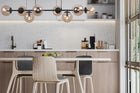 Lampa sufitowa wisząca żyrandol czarna glamour listwa szklane kule nad stół do salonu i jadalni, 8 punktów światła