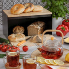 Chlebak Drewniany czarny deska krojenia KonigHOFFER Vitrum 35,5x21,5x19,5 pojemnik na pieczywo, do przechowywania