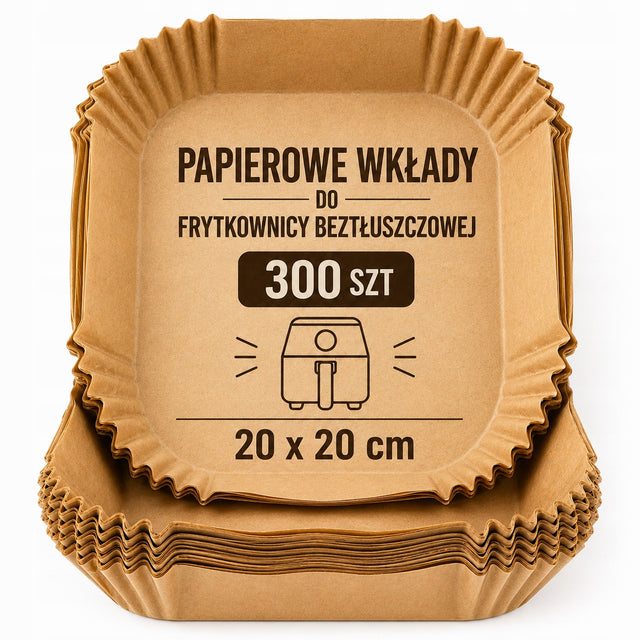 300 x wkład AIR fryer wkłady papierowe do frytownicy beztłuszczowej 20 x 20 papier do pieczenia 20 cm /Wzór ze 150 sztuk