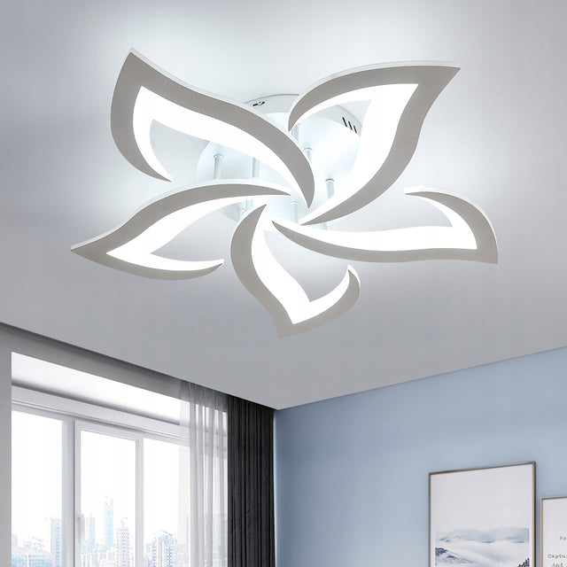 Lampa Sufitowa Wisząca LED Żyrandol Srebrny Nowoczesny 60W 6500K oprawa do salonu i jadalni, 5 punktów światła, aluminium, wysokość 58 cm