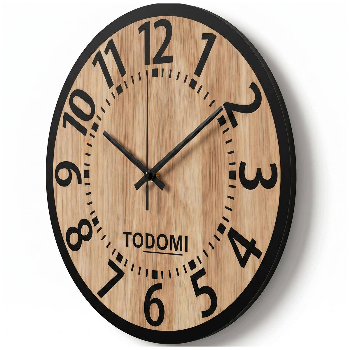 Zegar ścienny duży drewniany cichy na ścianę nowoczesny loft czytelny 34 cm brązowy drewno