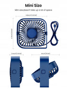 Wentylator mini TOPK Mini wentylator biurkowy TOPK ( USB ) niebieski wiatraczek do laptopa, do pracy i nauki