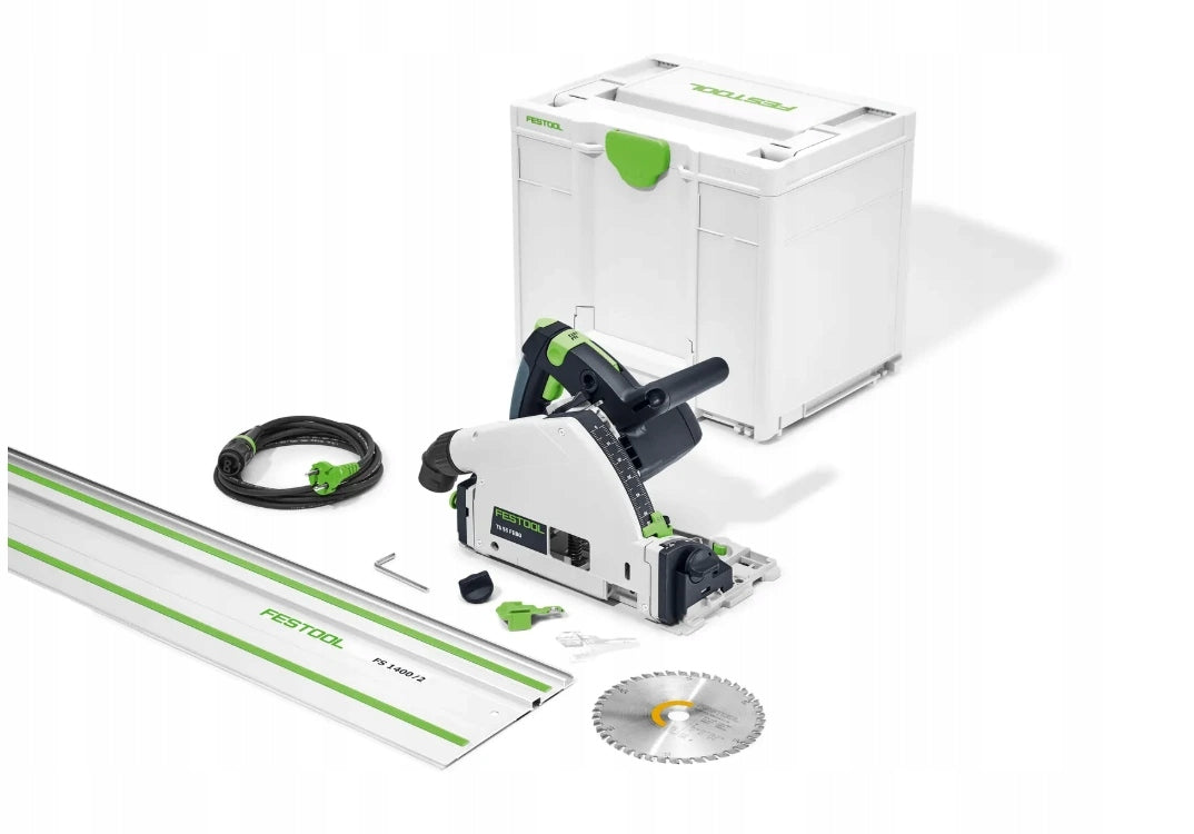 Festool Piła zatapialna TS 55 FEBQ-Plus-FS 577010 pilarka tarczowa do drewna, precyzyjne cięcie, tarcza 160 mm, moc