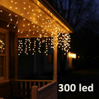 LAMPKI SOPLE ZEWNĘTRZNE 300 LED KURTYNA ŚWIETLNA BIAŁE CIEPŁE STAŁE + FLASH 10,5 cm
