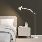 Lampa Podłogowa Stojąca LED E27 185cm Regulowana do Czytania Włącznik Biała oprawa oświetleniowa, salon, sypialnia